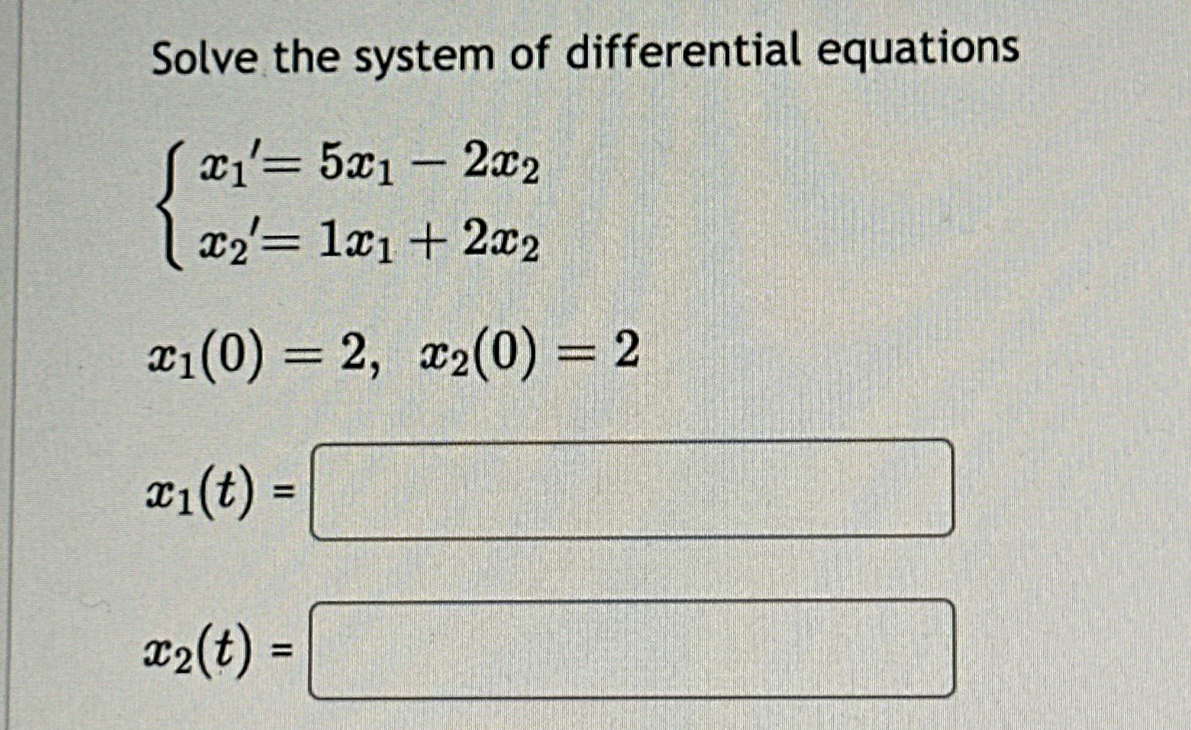 Solve the system of differential equations { x 1