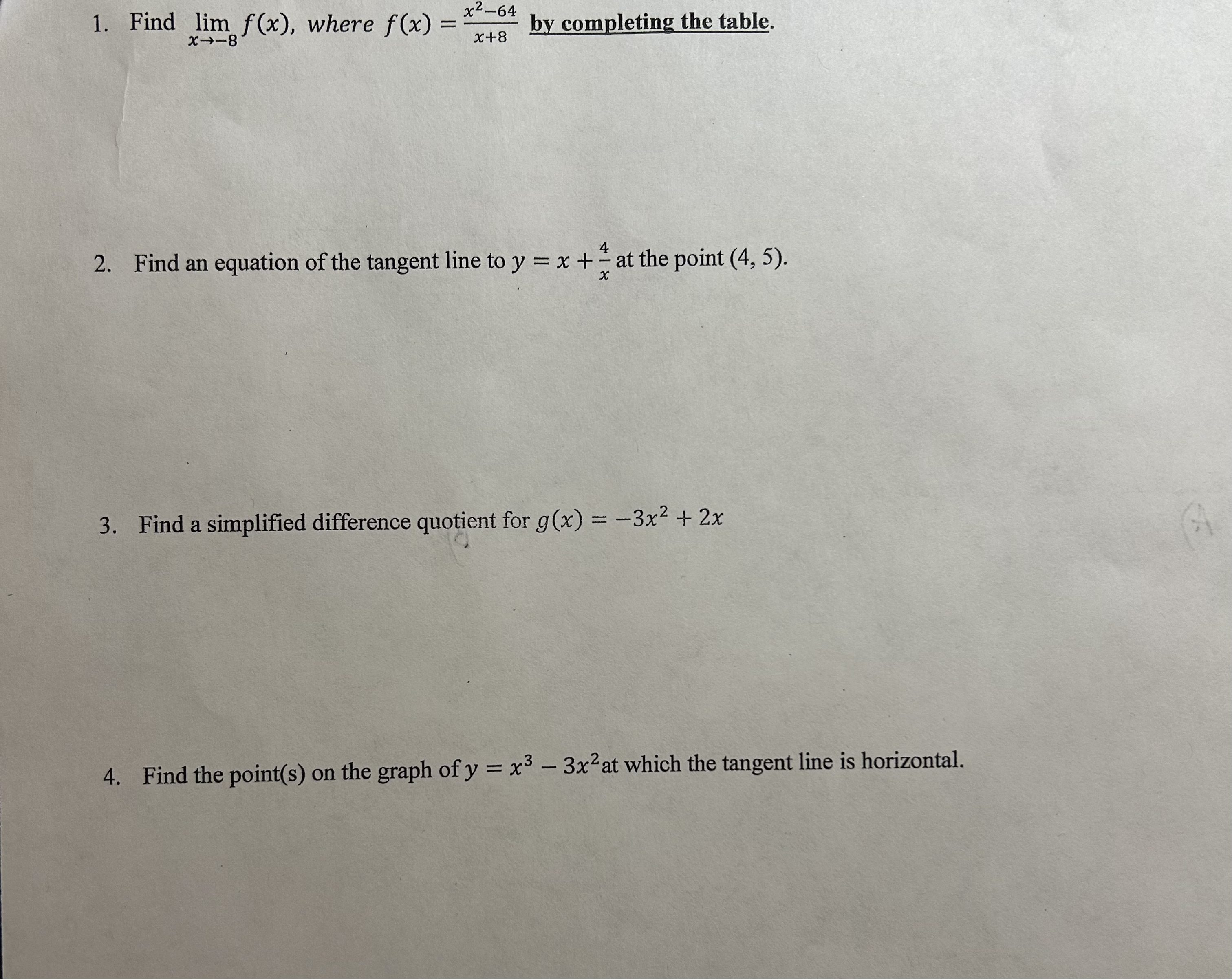 Find lim x - 8 f ( x ) , where f ( x ) = x 2 - 6
