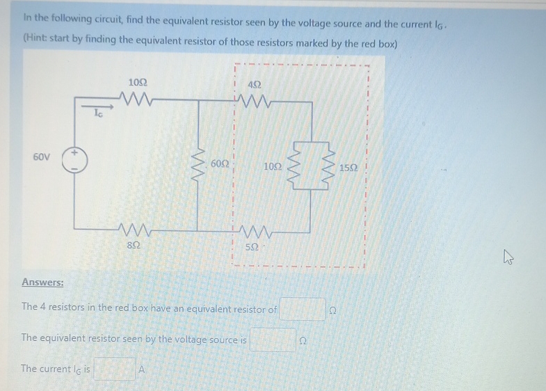 In the following circuit, find the equivalent