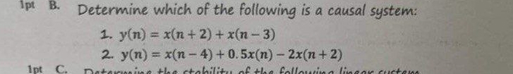 1 pt B . Determine which of the following is a