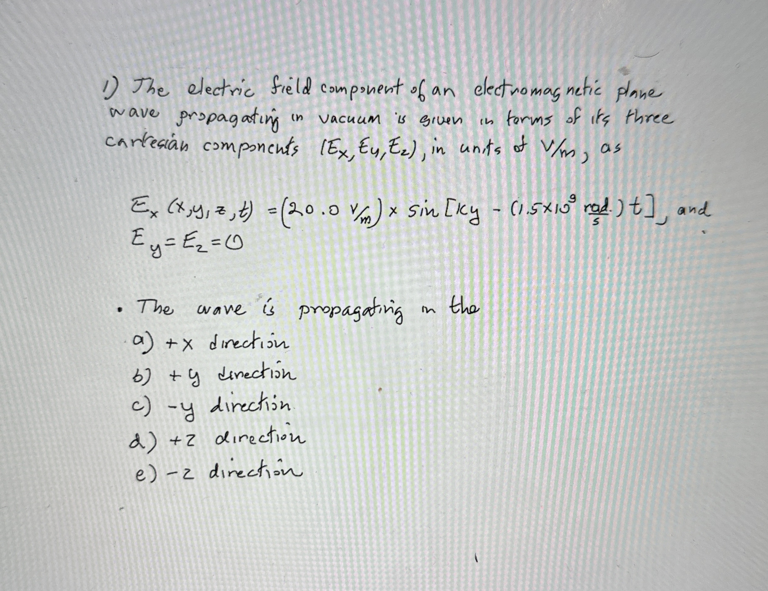 The electric field component of an