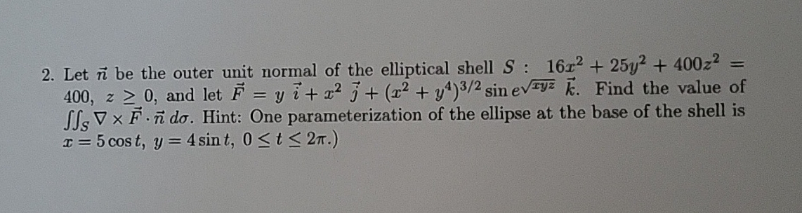 Let vec ( n ) be the outer unit normal of the
