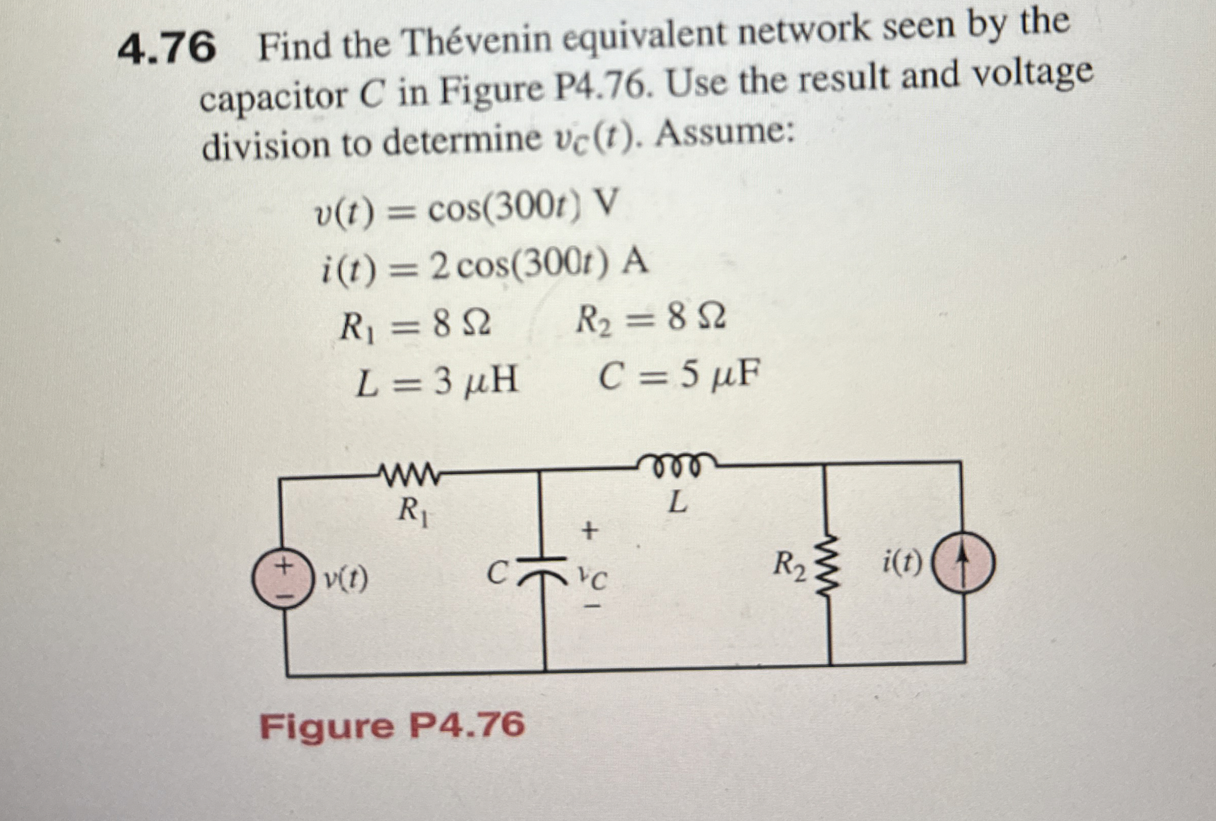 4 . 7 6 Find the Th venin equivalent network seen