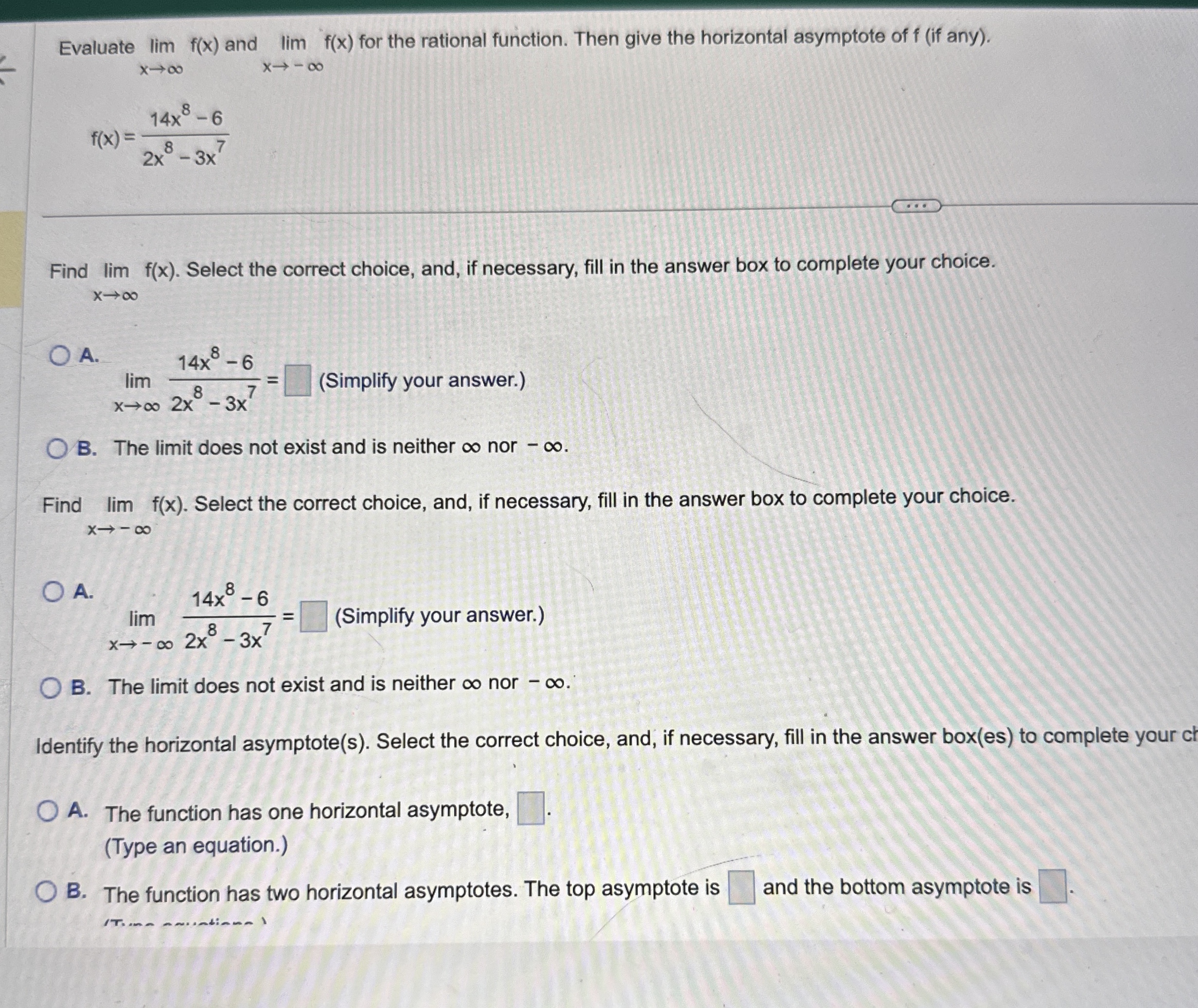 PLEASE URGENT!!! Evaluate lim x f ( x ) and lim x