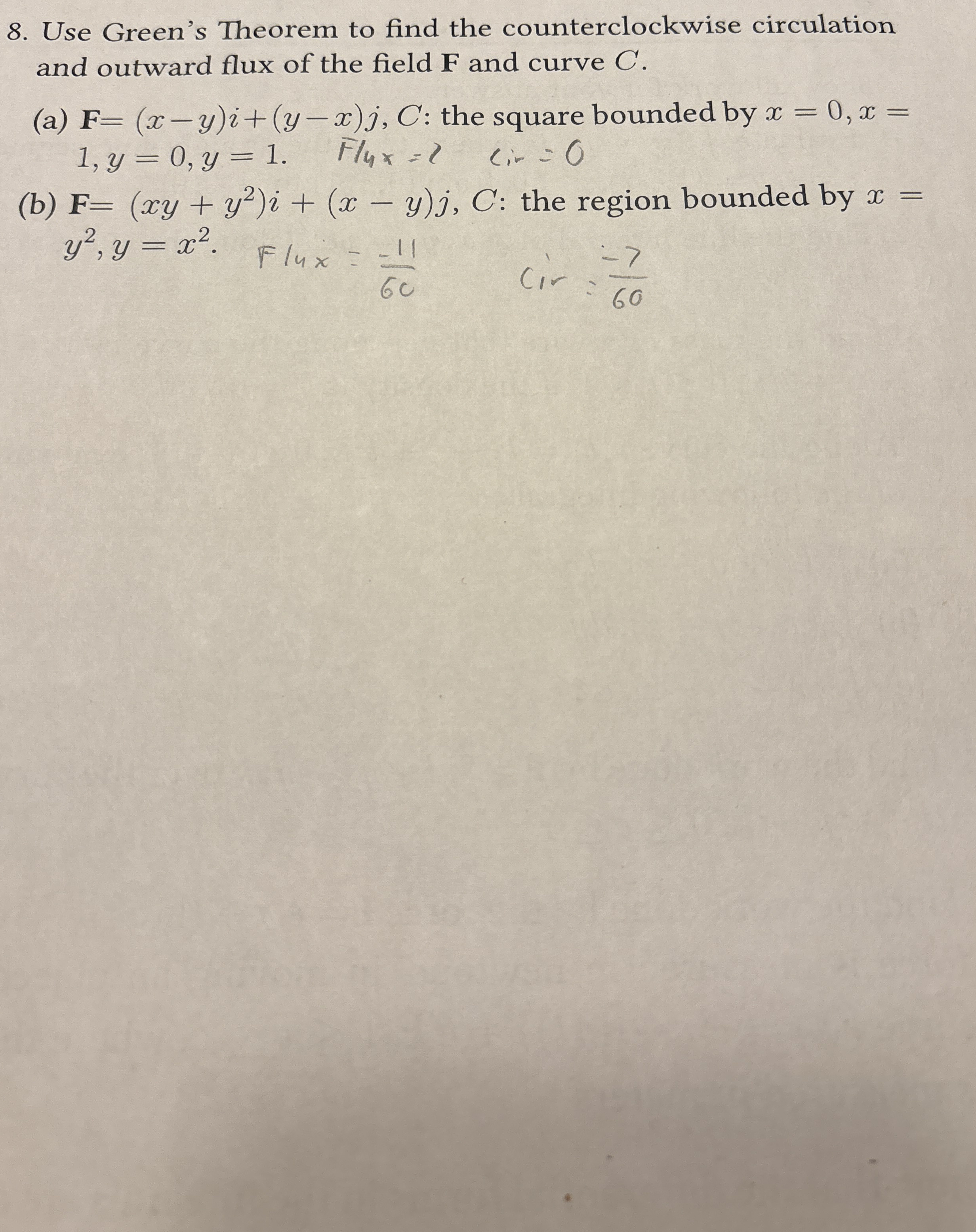 Use Green's Theorem to find the counterclockwise