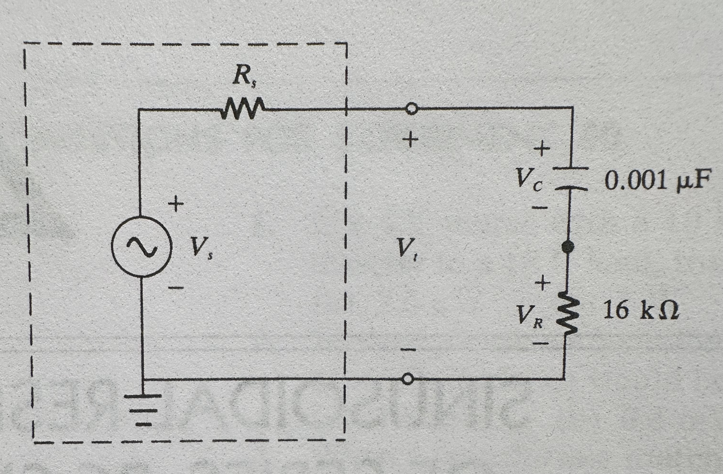Draw a phasor diagram for this circuit, with V t