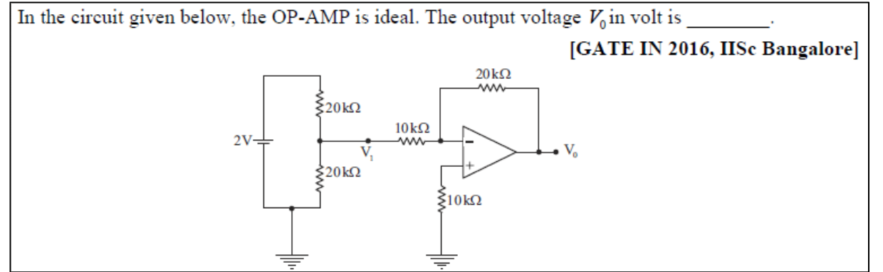 In the circuit given below, the OP - AMP is