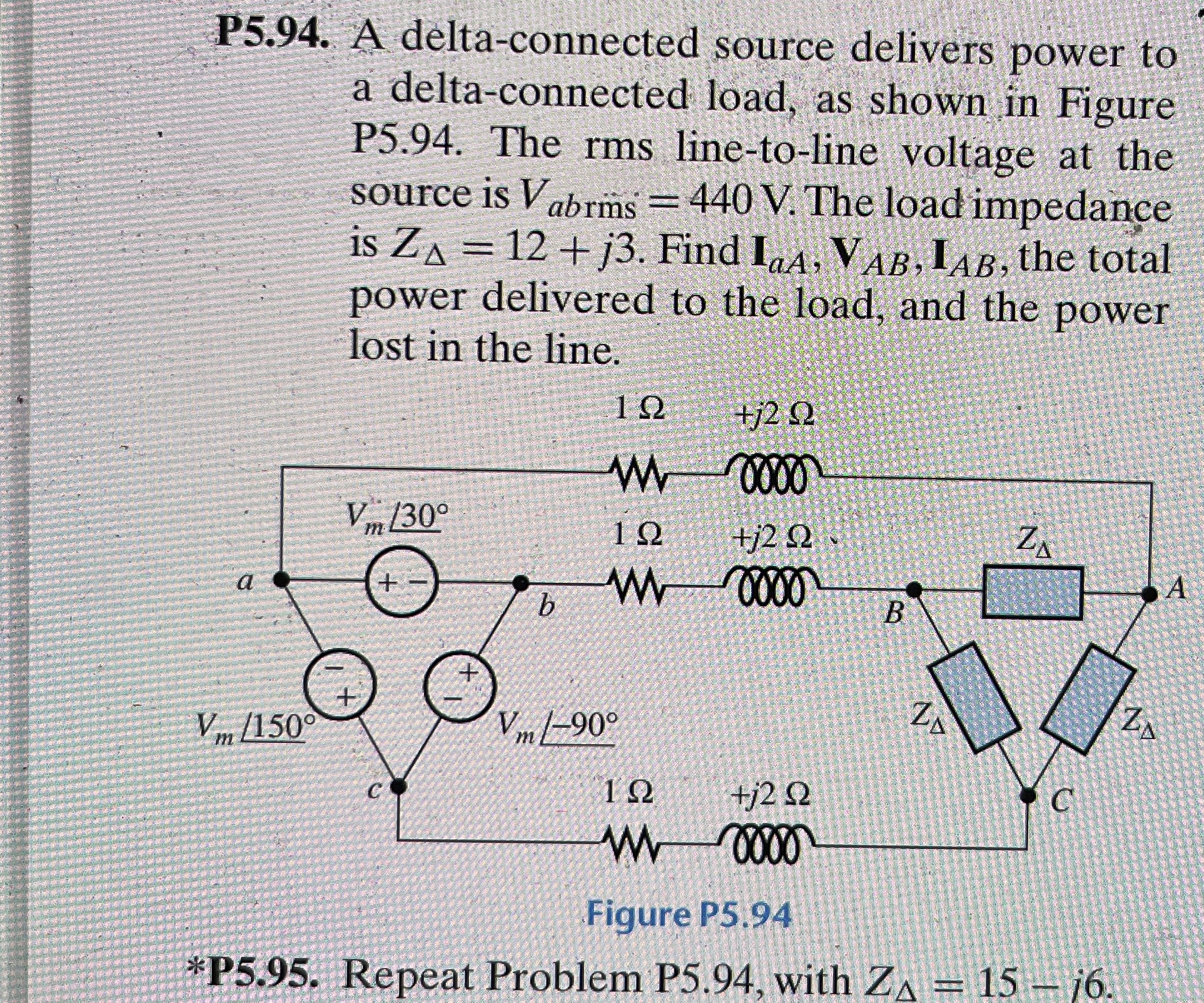 P 5 . 9 4 . A delta - connected source delivers