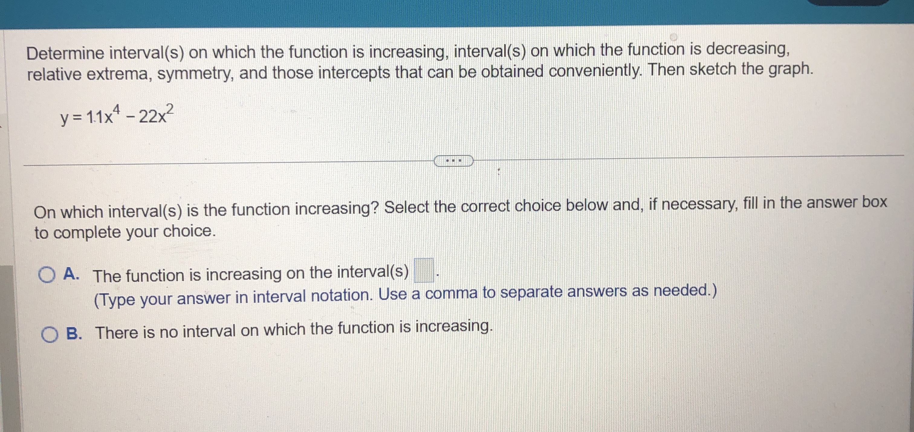 Determine interval ( s ) on which the function is