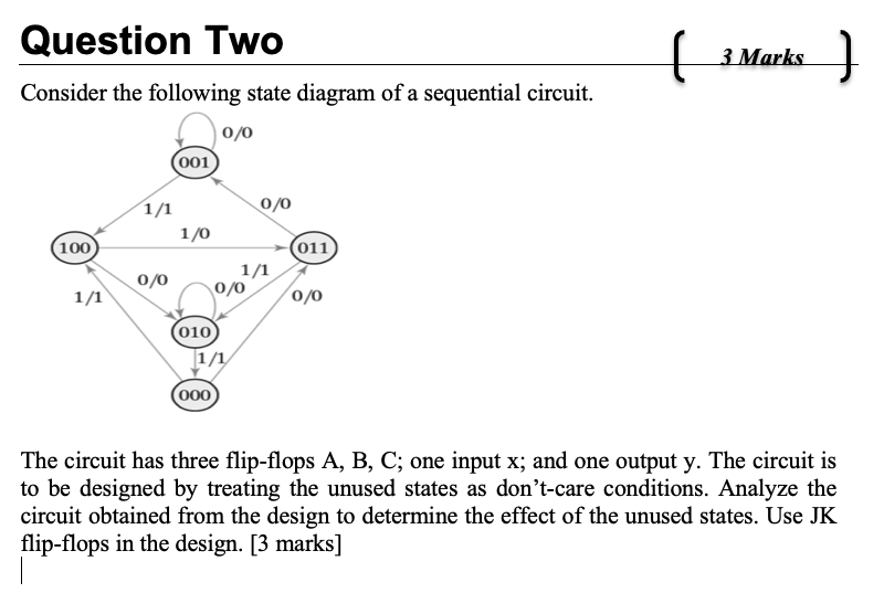 Question Two Consider the following state diagram
