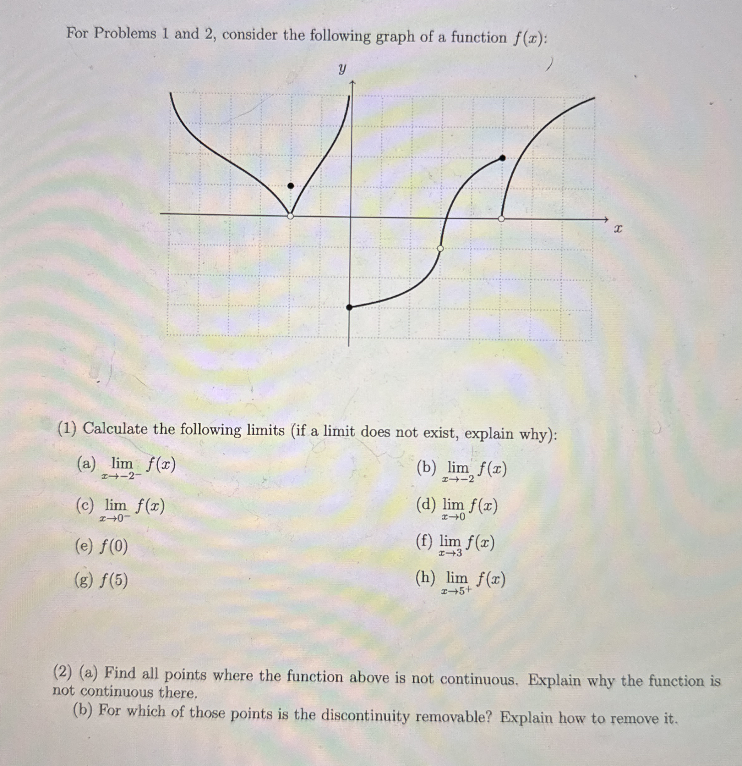 For Problems 1 and 2 , consider the following