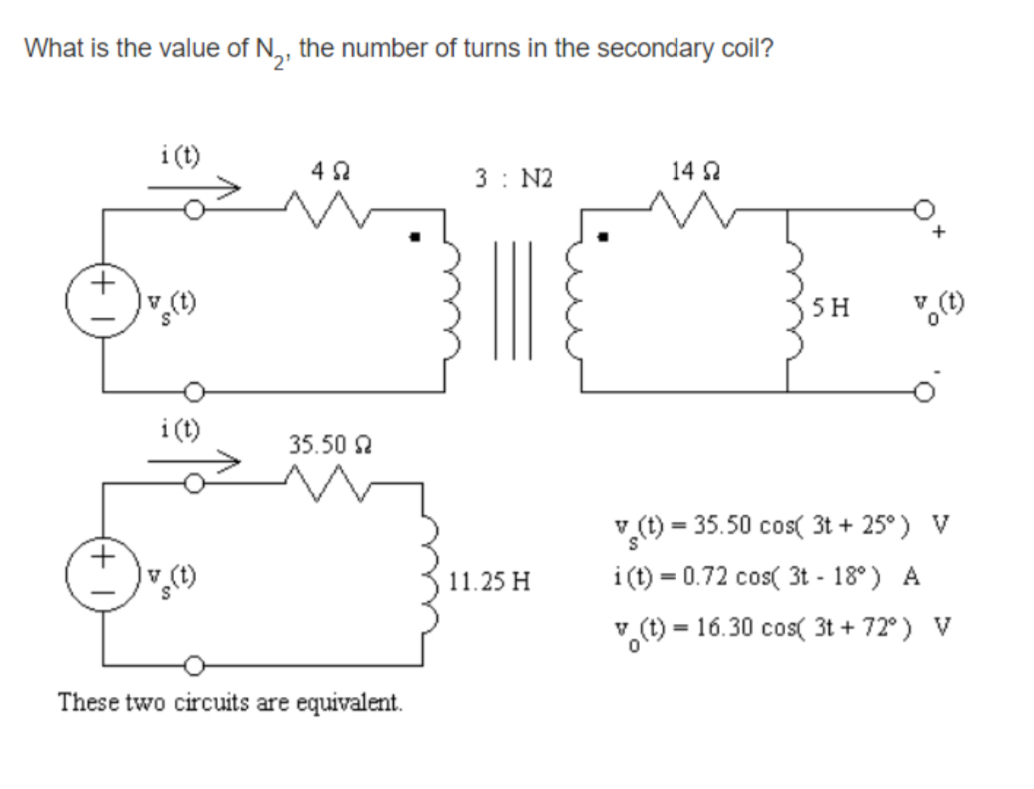 What is the value of N 2 , the number of turns in