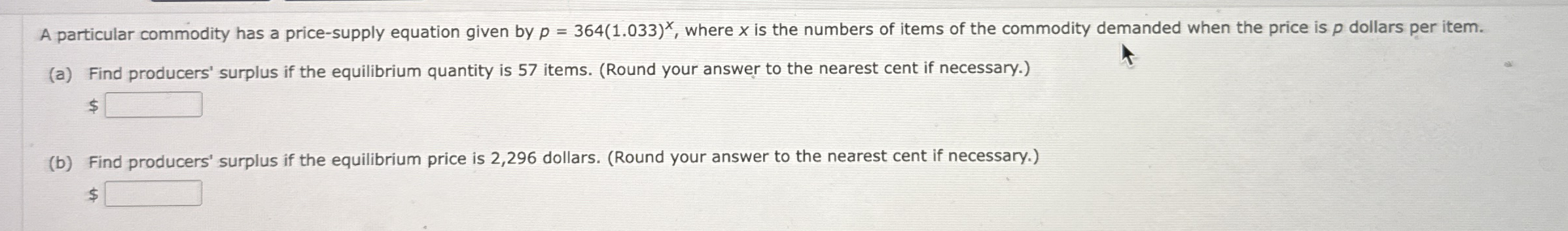 A particular commodity has a price - supply