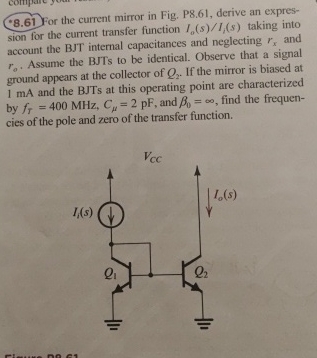 - 8 . 6 1 For the current mirror in Fig. P 8 . 6