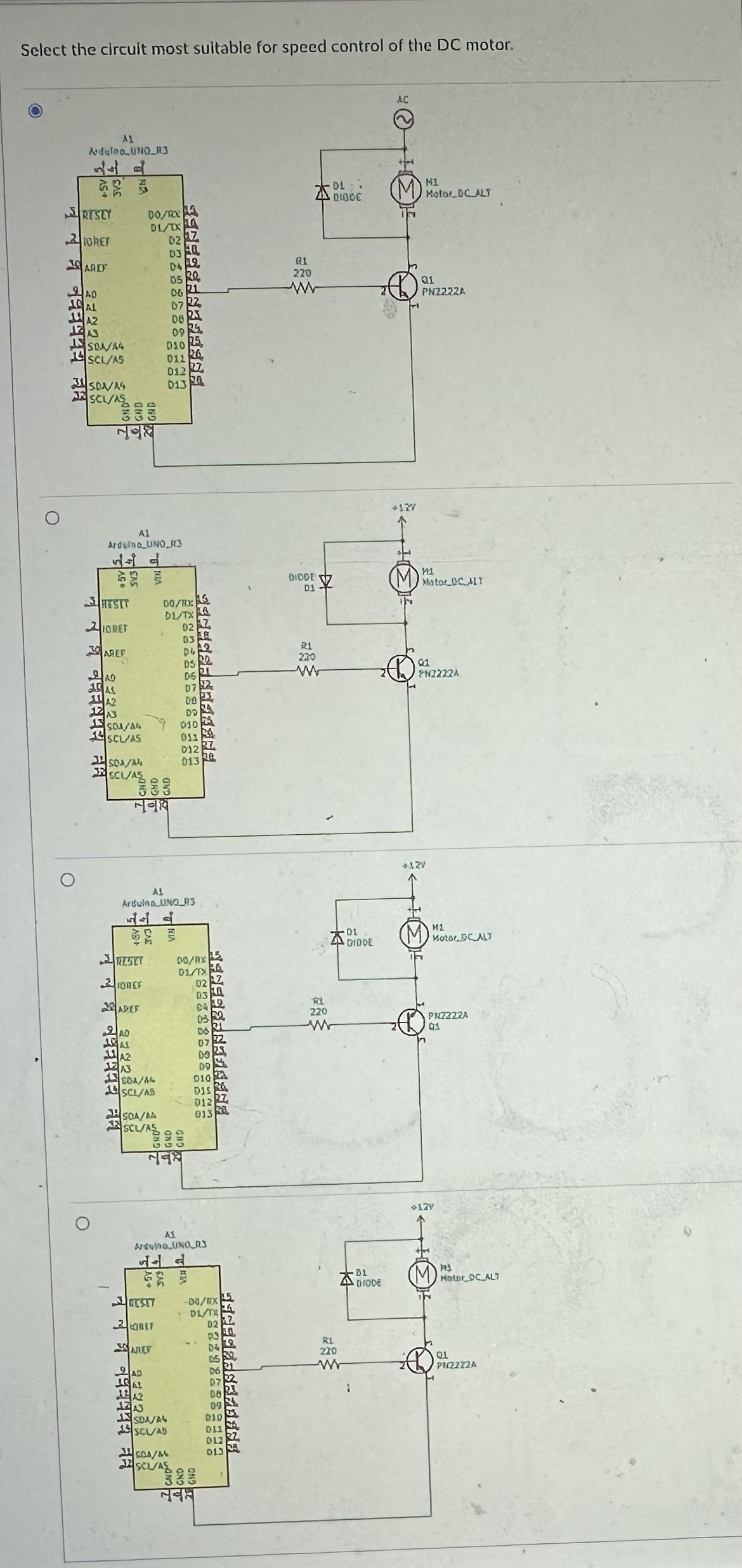 Q 4 1 . Select the circuit most sultable for