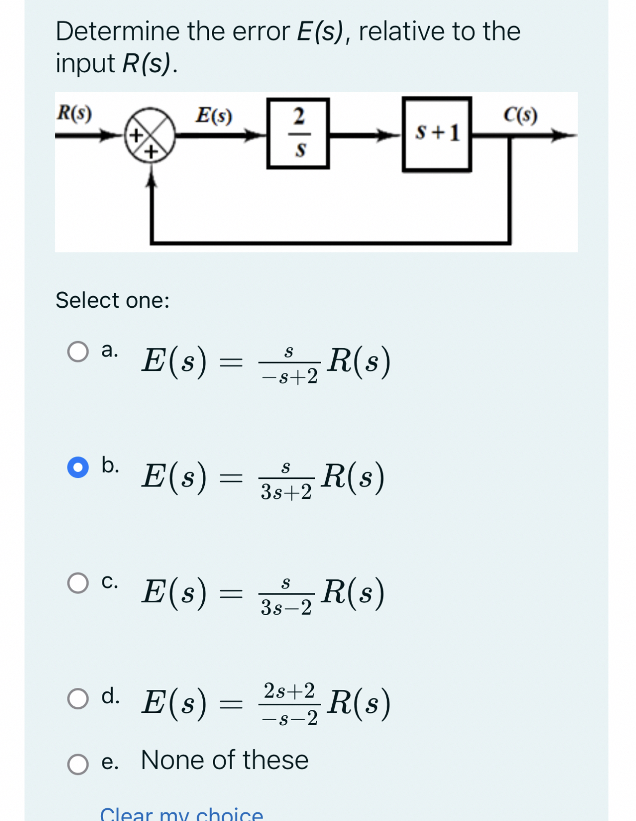 Determine the error E ( s ) , relative to the