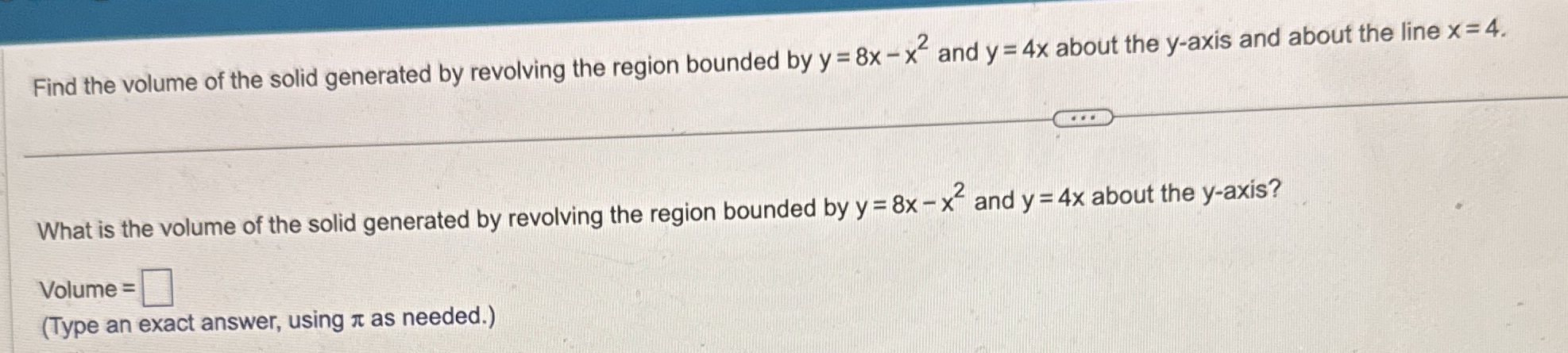 Find the volume of the solid generated by