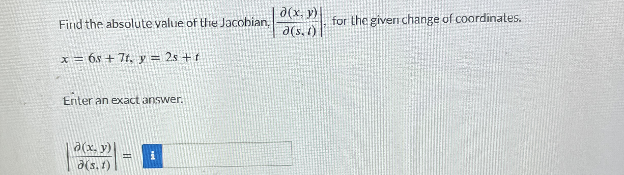Find the absolute value of the Jacobian, | d e l