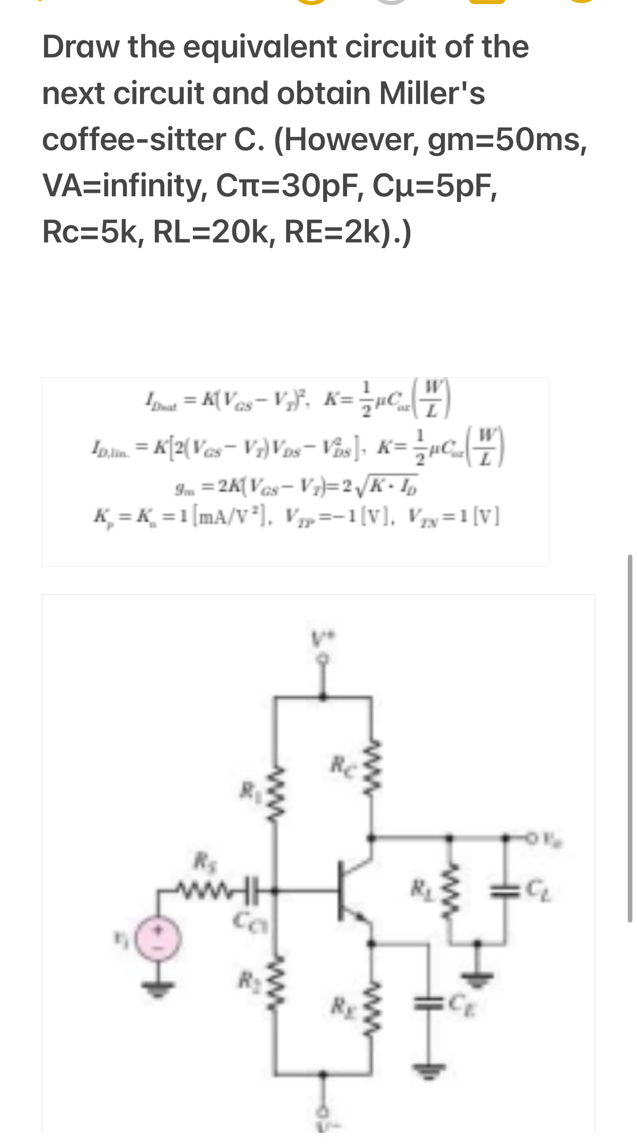 Draw the equivalent circuit of the next circuit