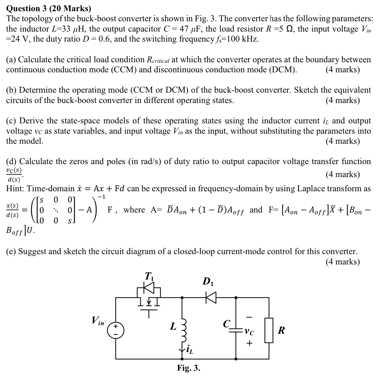 Question 3 ( 2 0 Marks ) The topology of the buck