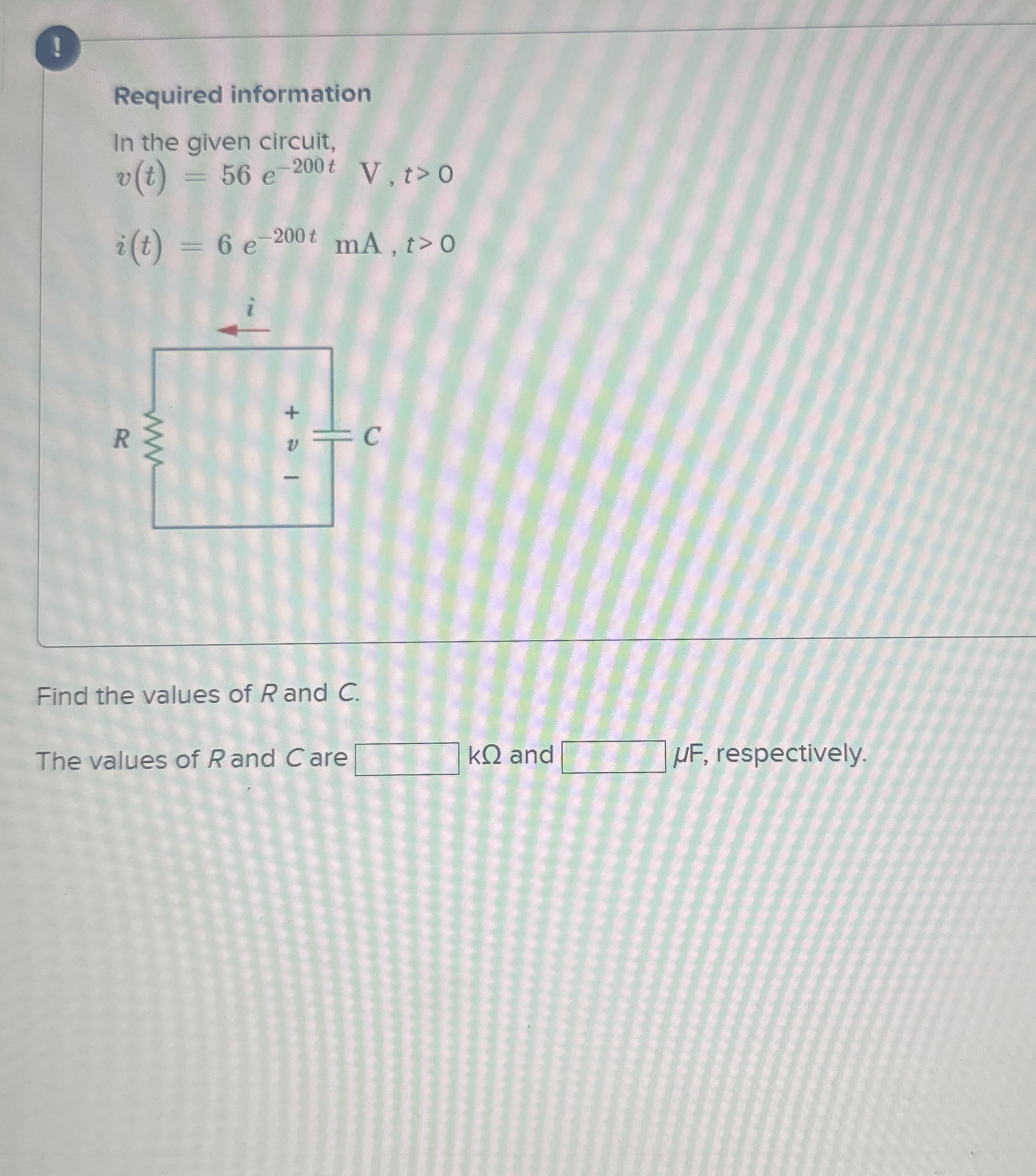 ! Required information In the given circuit, v (