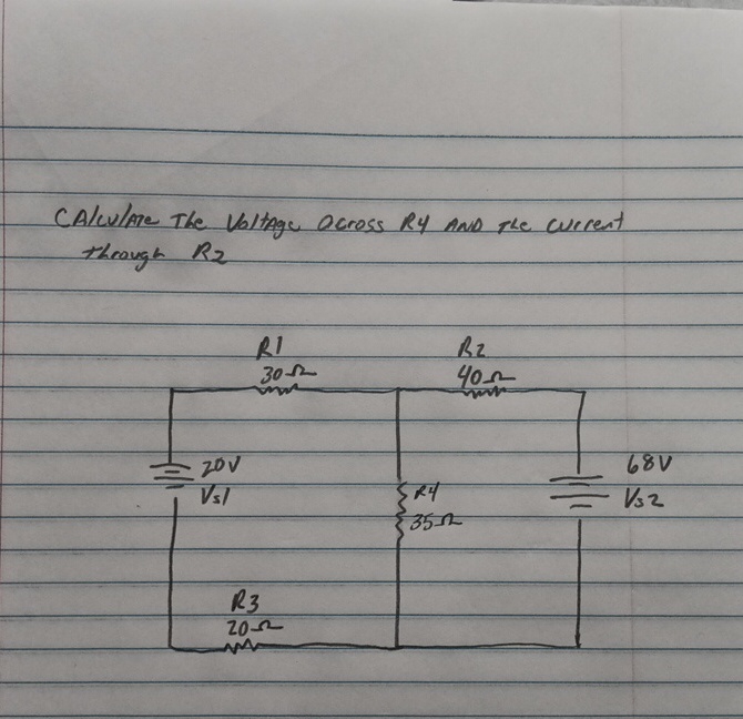 CAlculare the Voltage across Ry and the current