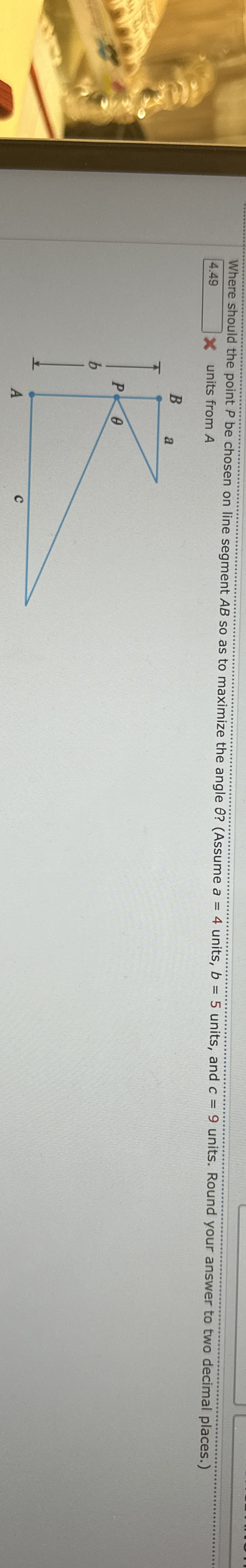 Where should the point P be chosen on line