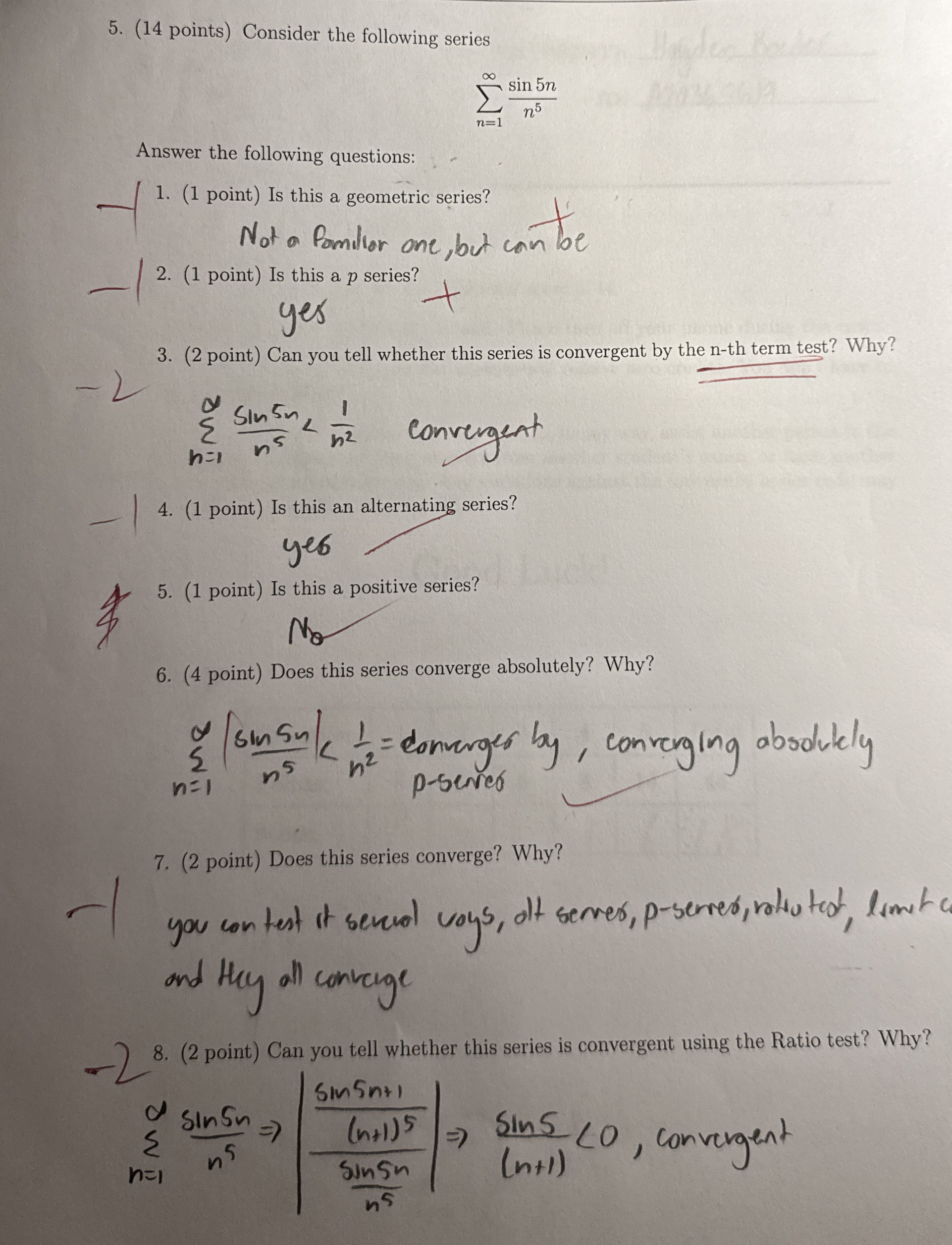 ( 1 4 points ) Consider the following series n =