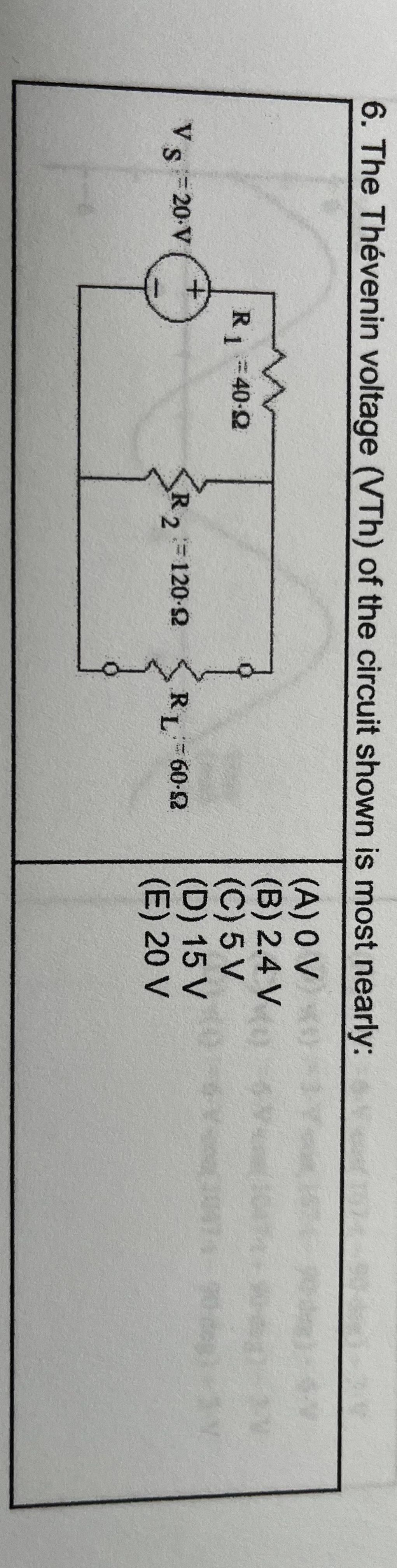 The Th venin voltage ( VTh ) of the circuit shown