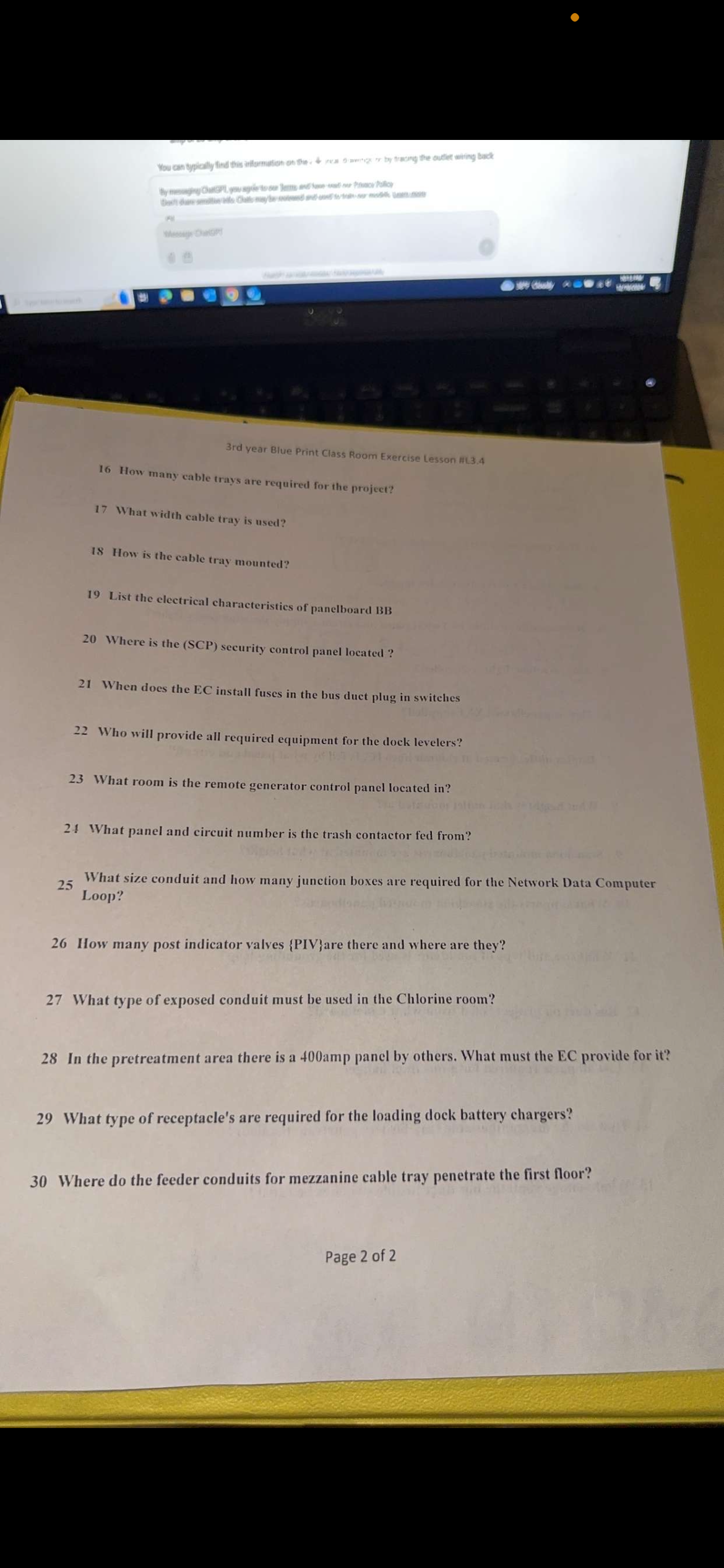 3 rd year Blue Print Class Room Exercise Lesson