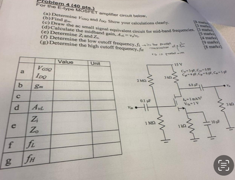 Froblem 4 ( 4 0 ots . ) For the E - type MOSTS. (