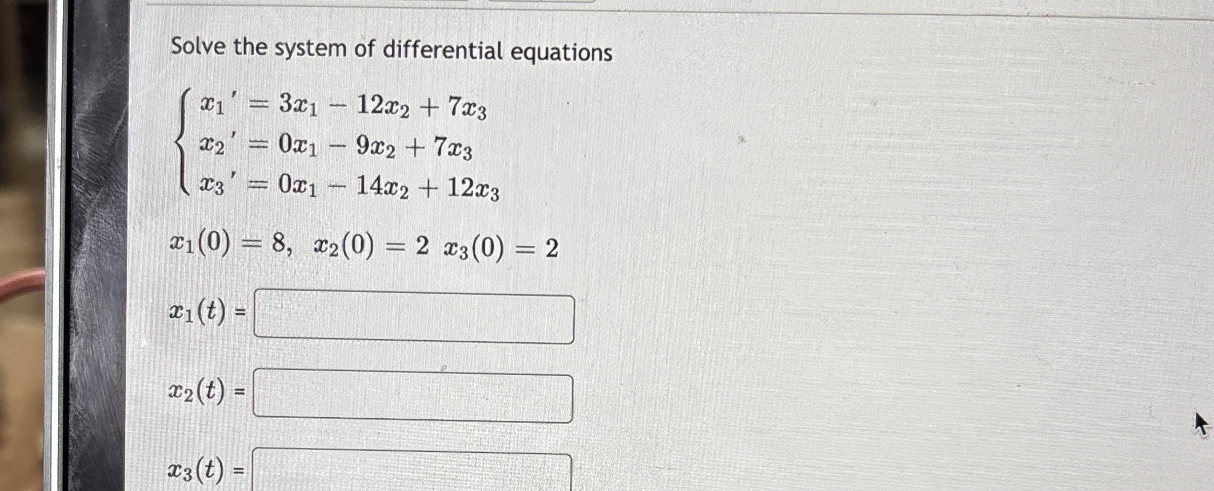 Solve the system of differential equations { x 1