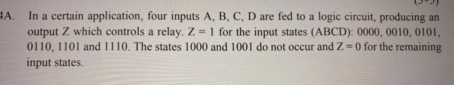 4 A . In a certain application, four inputs A , B