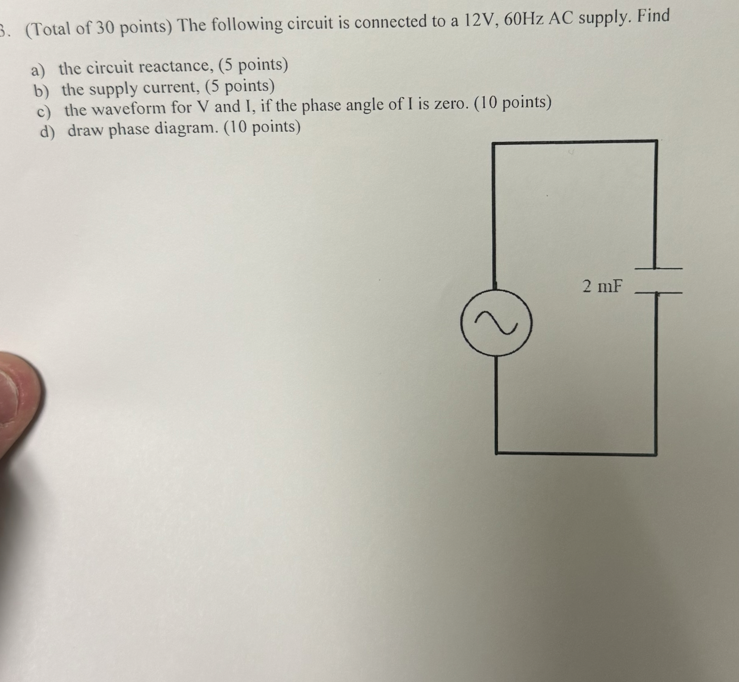 ( Total of 3 0 points ) The following circuit is