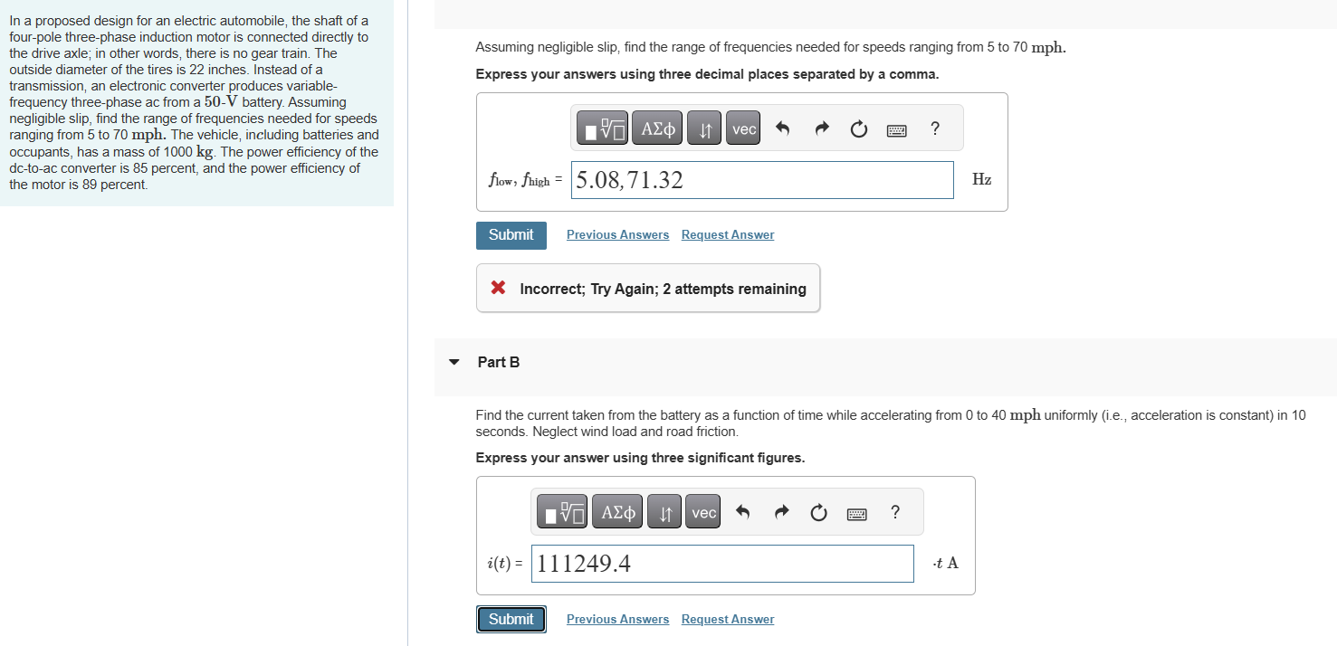 In a proposed design for an electric automobile,