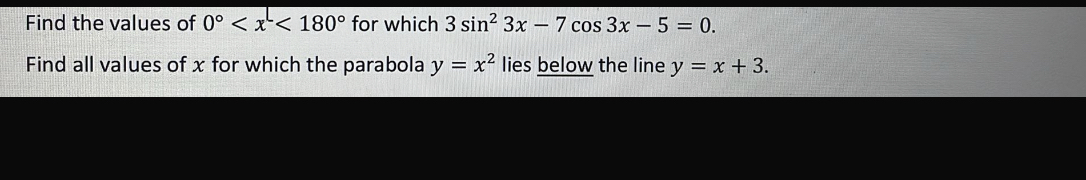 Find the values of 3 s i n 2 3 x - 7 c o s 3 x -