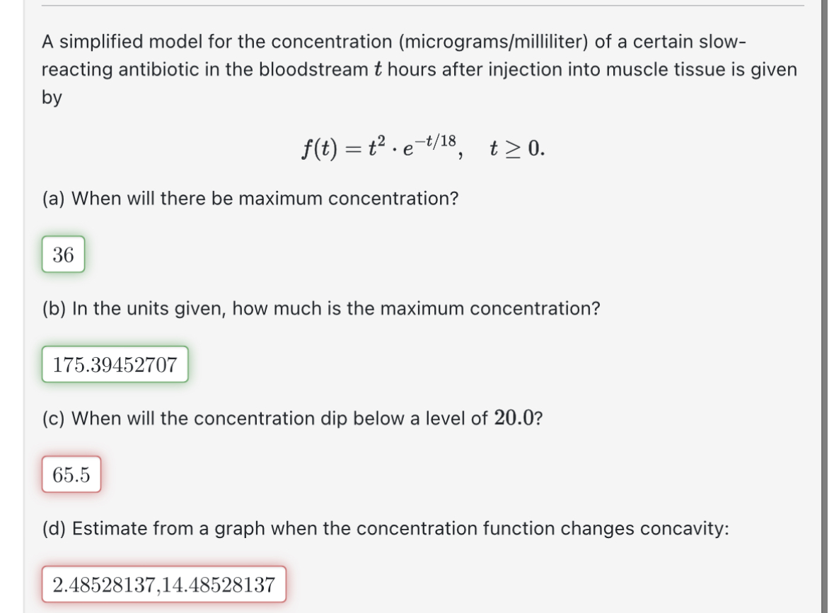 A simplified model for the concentration (