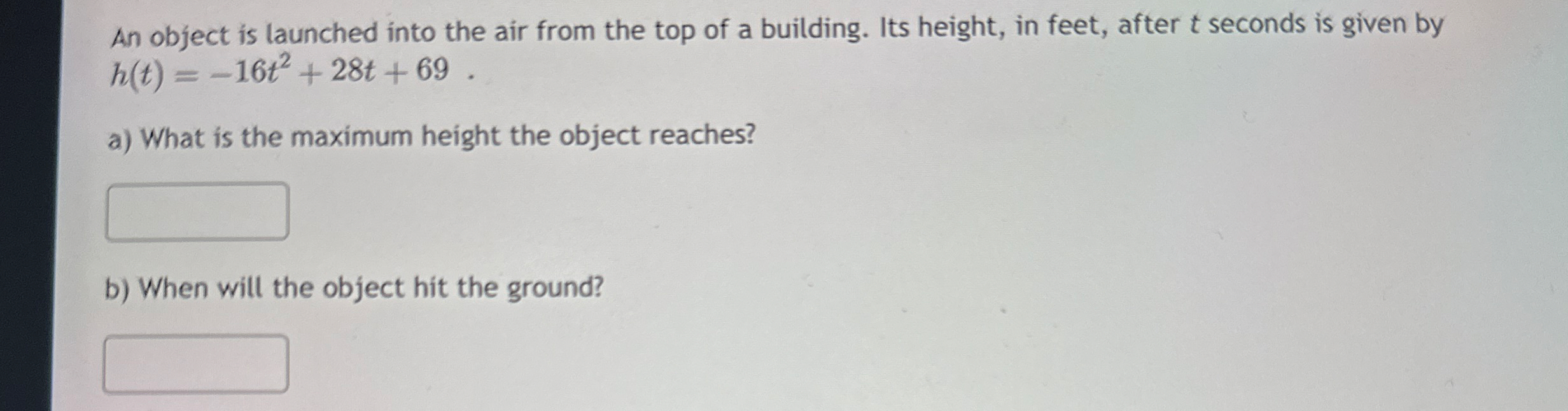 An object is launched into the air from the top