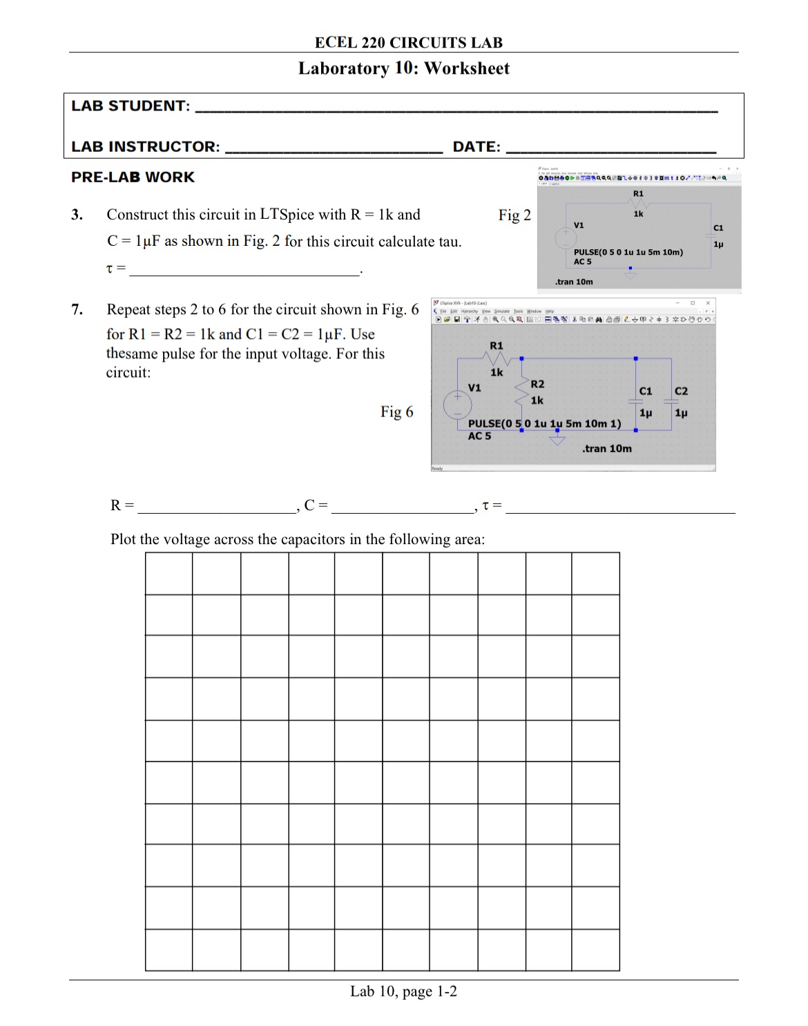 ECEL 2 2 0 CIRCUITS LAB Laboratory 1 0 :