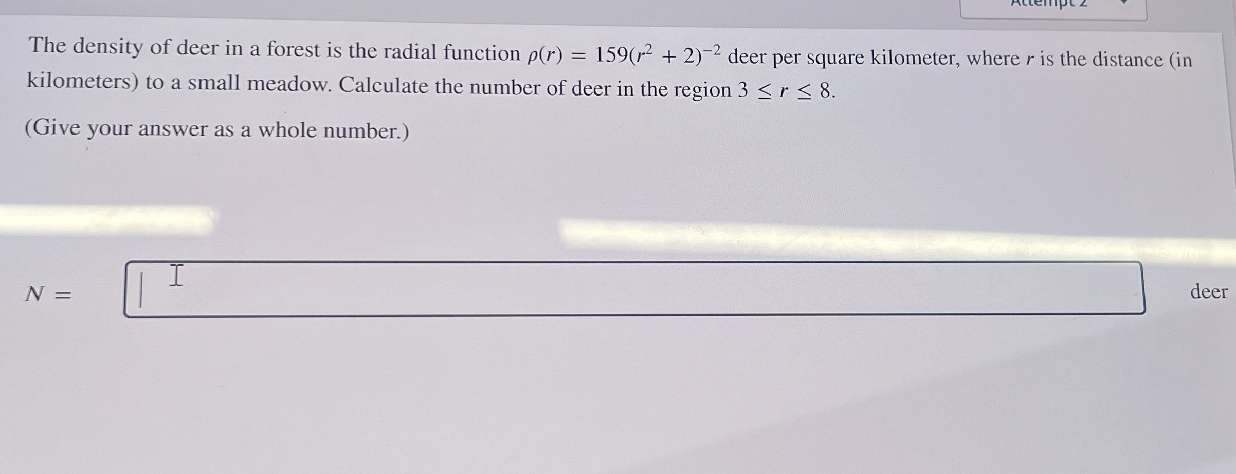 The density of deer in a forest is the radial