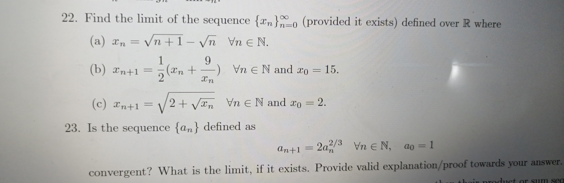 Find the limit of the sequence { x n } n = 0 (