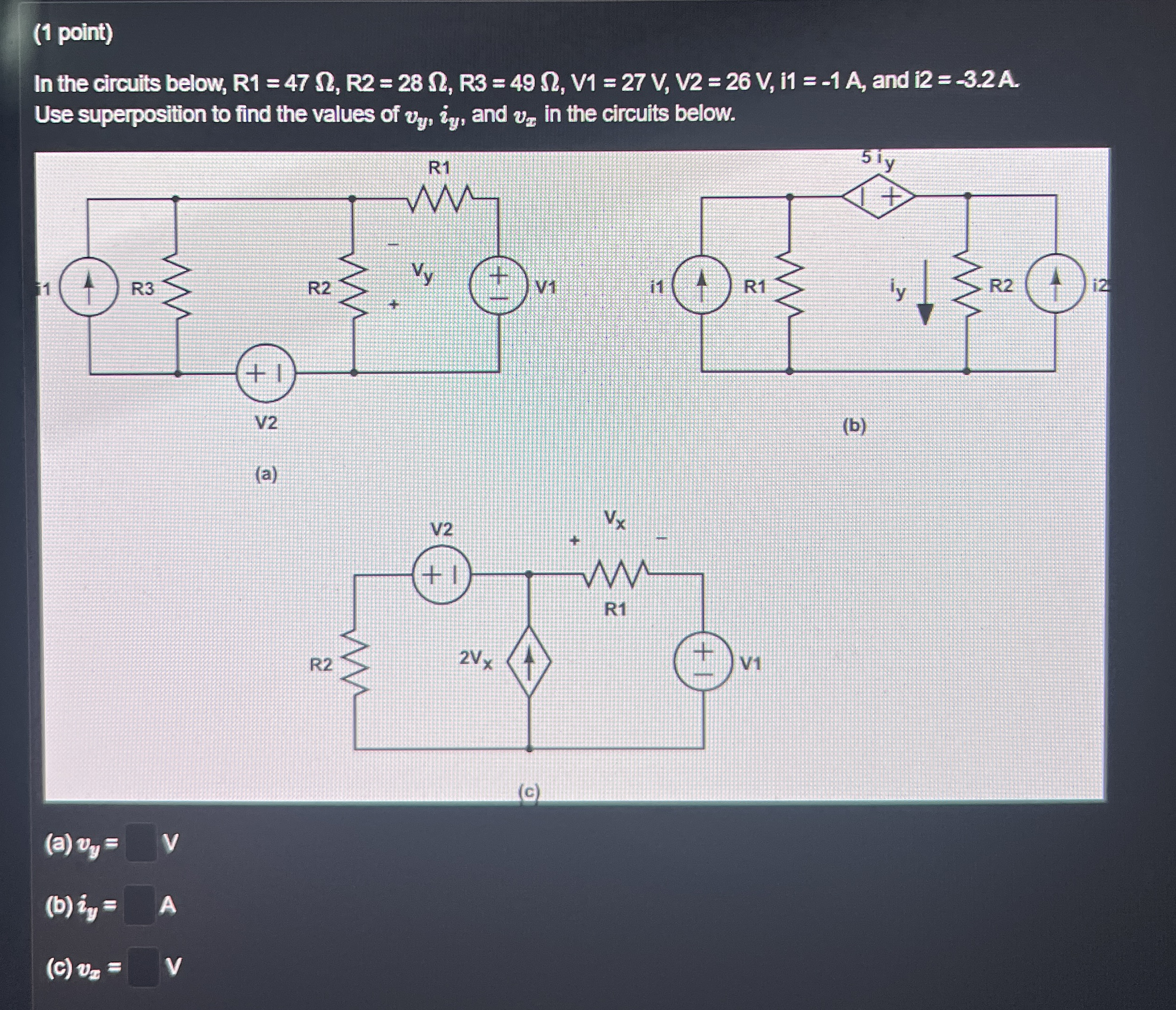 ( 1 point ) In the circuits below, R 1 = 4 7 , R