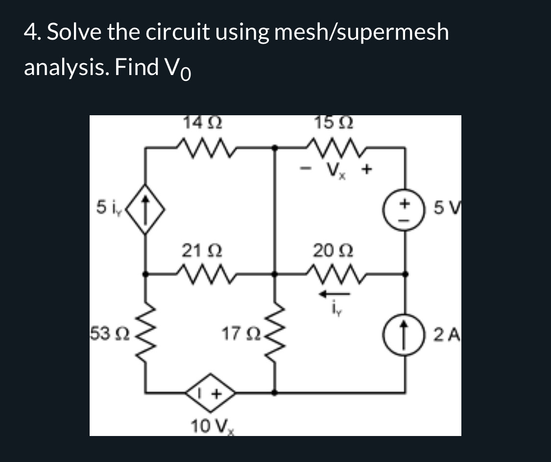 Solve the circuit using mesh / supermesh