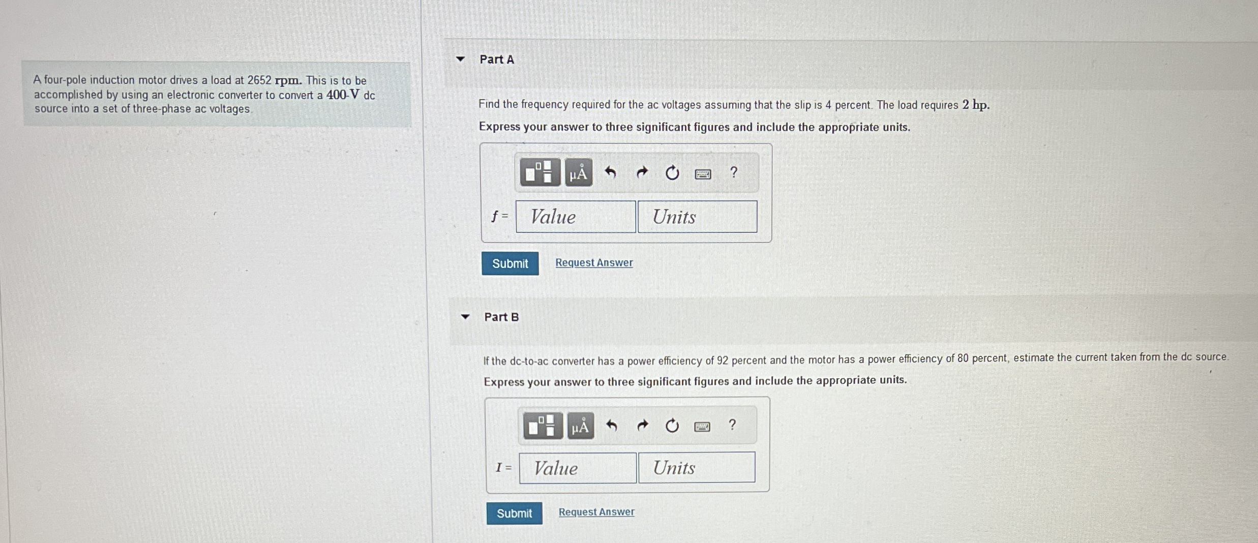 A four - pole induction motor drives a load at 2