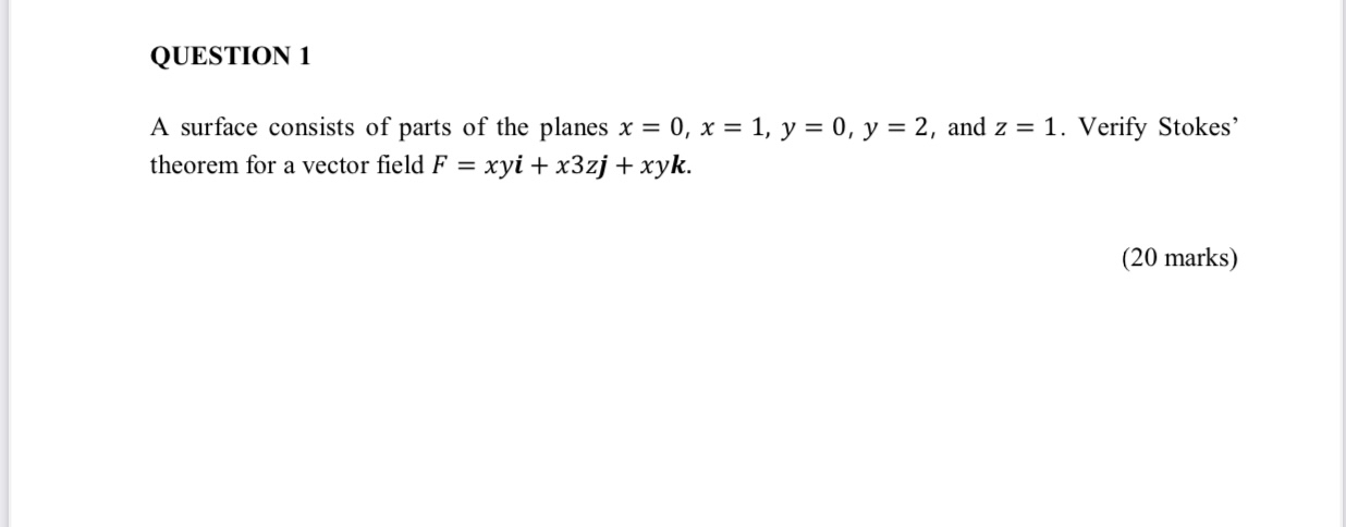 QUESTION 1 A surface consists of parts of the