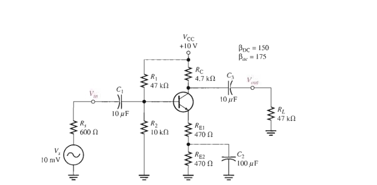 4 ) For the circuit given below, conduct dc and