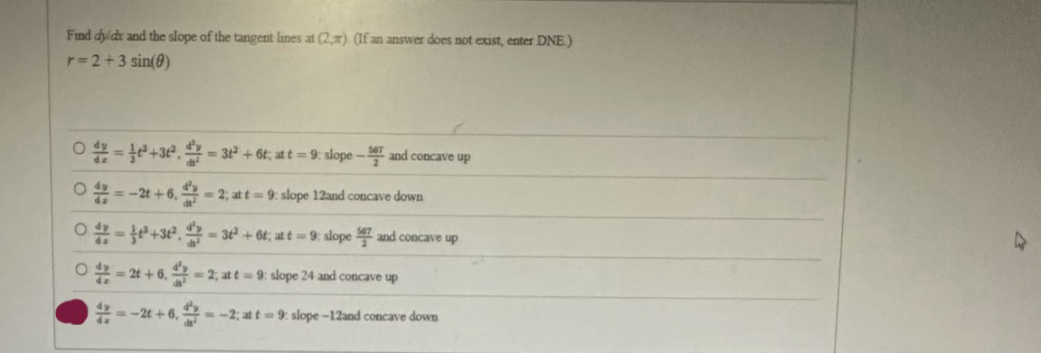 Find d y d x and the slope of the tangent lines