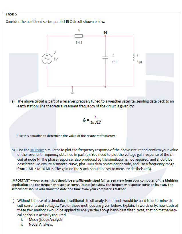 TASK 5 Consider the combined series - parallel