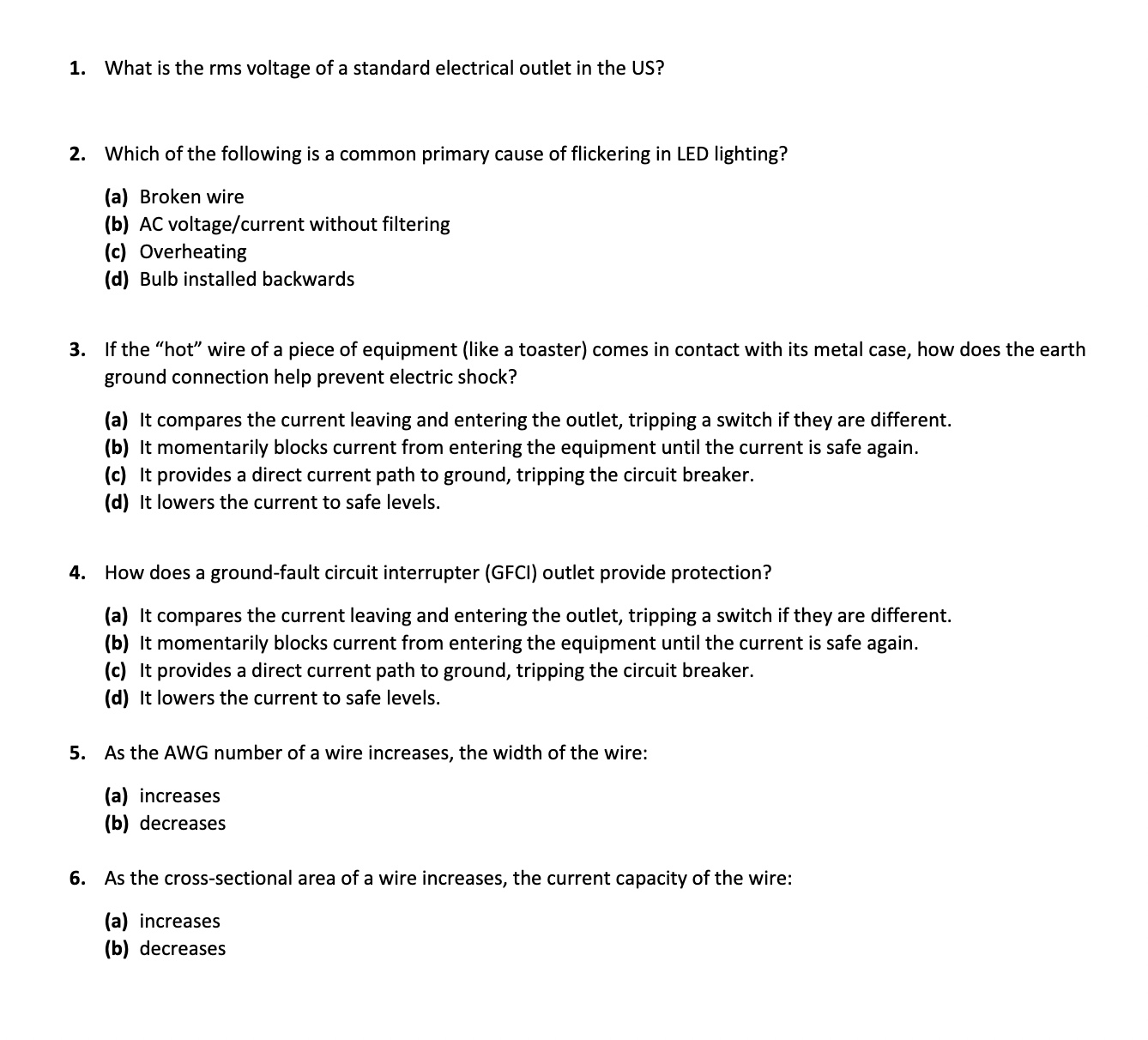 1 . What is the rms voltage of a standard