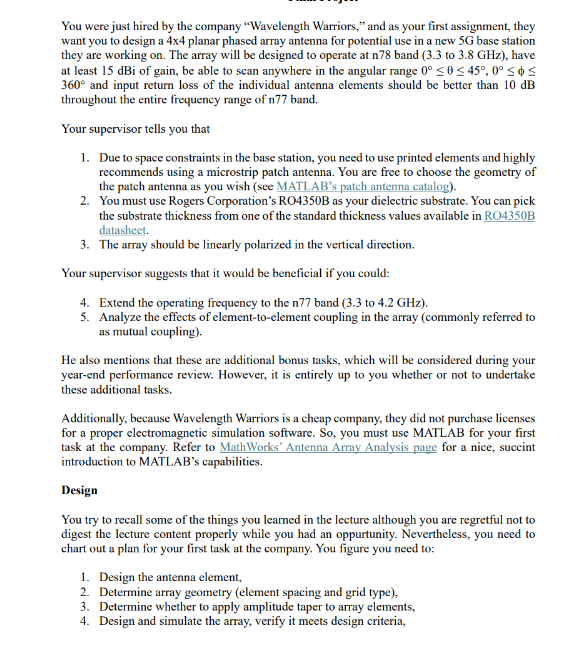 You were just hired by the company "Wavelength